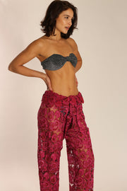 LACE WRAP FISHERMAN PANTS MALIBU - sustainably made MOMO NEW YORK sustainable clothing, pants slow fashion