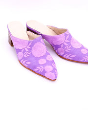 LAVENDER HEELED MULES ELLIE - sustainably made MOMO NEW YORK sustainable clothing, mules slow fashion