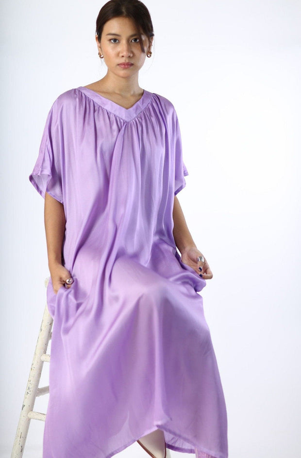 LAVENDER SILK DRESS JULIANA - sustainably made MOMO NEW YORK sustainable clothing, dress slow fashion