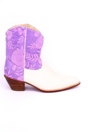 LAVENDER SILK EMBROIDERED BOOTIES LIARA - sustainably made MOMO NEW YORK sustainable clothing, boots slow fashion