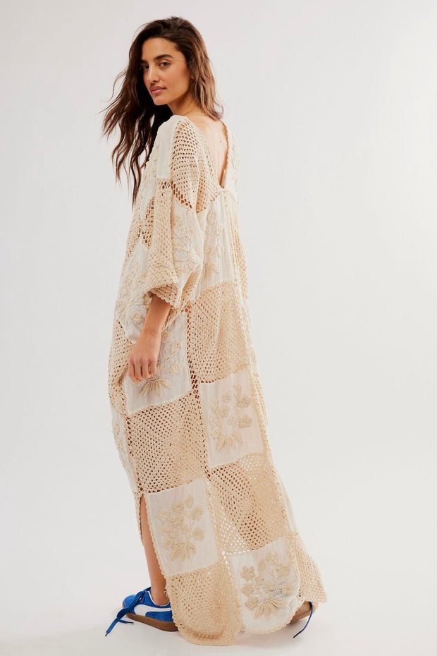 LOVE STORY CROCHET KAFTAN - sustainably made MOMO NEW YORK sustainable clothing, crochet slow fashion