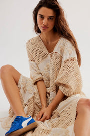 LOVE STORY CROCHET KAFTAN - sustainably made MOMO NEW YORK sustainable clothing, crochet slow fashion