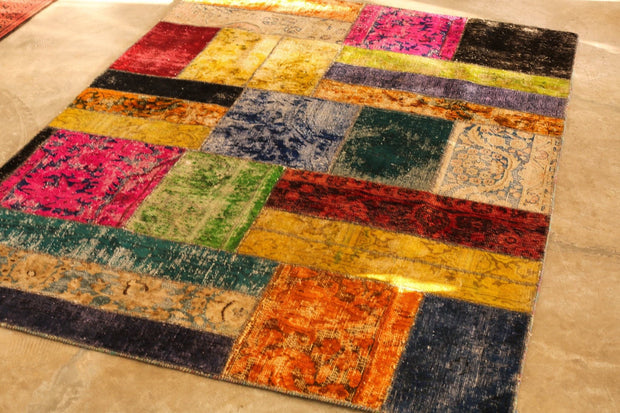 MULTI COLOR PATCHWORK RUG 2.02 x 1.50 m - sustainably made MOMO NEW YORK sustainable clothing, rug slow fashion