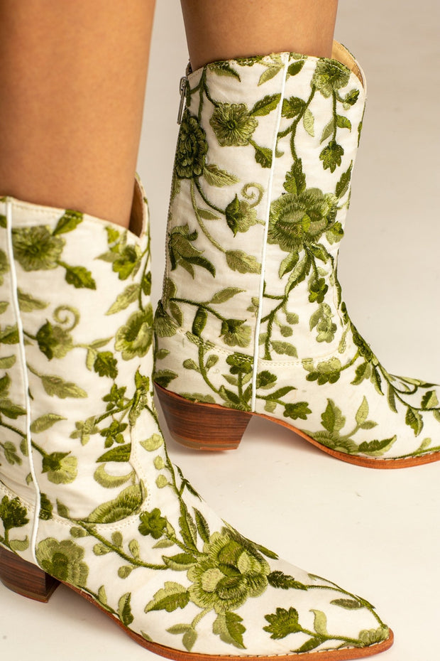 NATURE LOVE EMBROIDERED WESTERN BOOTS - sustainably made MOMO NEW YORK sustainable clothing, wholesaleshoes slow fashion