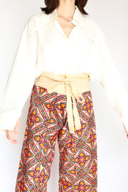 NEEDLEWORK FISHERMAN CROP WRAP PANTS - sustainably made MOMO NEW YORK sustainable clothing, pants slow fashion