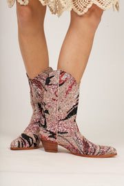 PINK BLACK SEQUIN EMBROIDERED WESTERN BOOTS RIAL - sustainably made MOMO NEW YORK sustainable clothing, boots slow fashion