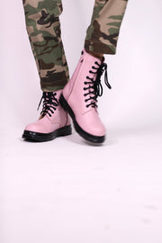 PINK COMBAT BOOTS ADA - sustainably made MOMO NEW YORK sustainable clothing, boots slow fashion