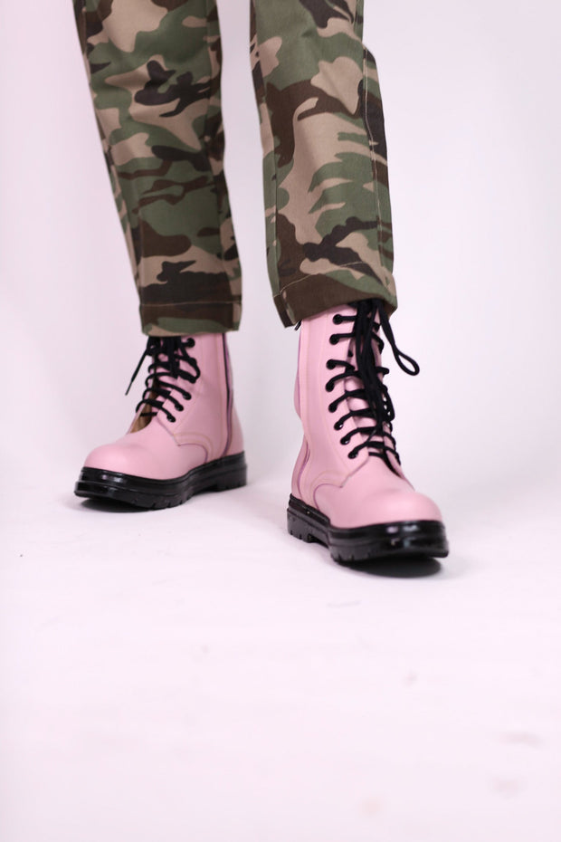 PINK COMBAT BOOTS ADA - sustainably made MOMO NEW YORK sustainable clothing, boots slow fashion