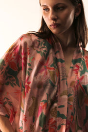 PINK FOREST KIMONO WEISA - sustainably made MOMO NEW YORK sustainable clothing, kimono slow fashion