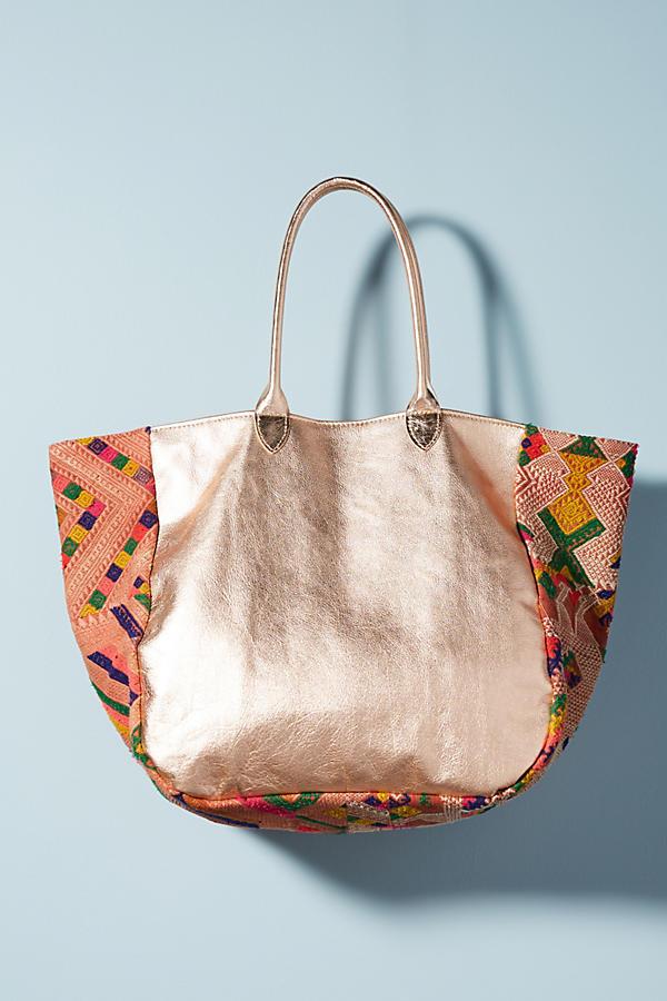 ROSE GOLD TRIBAL TRIM BAG BENNY - sustainably made MOMO NEW YORK sustainable clothing, samplesale1022 slow fashion