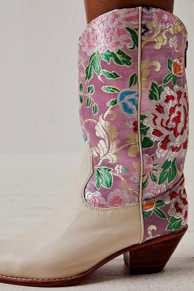 SELINA WESTERN CHINESE SILK BOOTS - sustainably made MOMO NEW YORK sustainable clothing, boots slow fashion