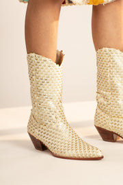 SEQUIN EMBROIDERED BOOTS PATCHOULI - sustainably made MOMO NEW YORK sustainable clothing, boots slow fashion