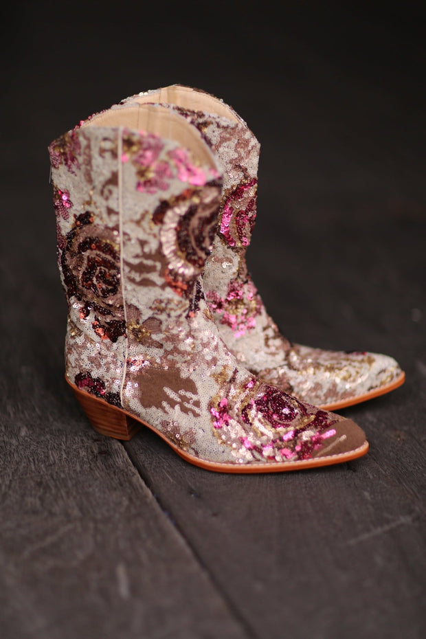 SEQUIN EMBROIDERED WESTERN BOOTS INGA - sustainably made MOMO NEW YORK sustainable clothing, boots slow fashion