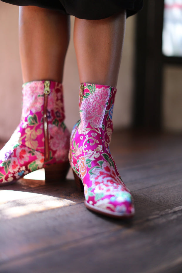 SILK ANKLE BOOTS TIFFANY - sustainably made MOMO NEW YORK sustainable clothing, boots slow fashion