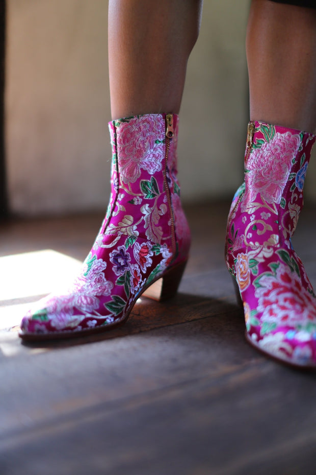 SILK ANKLE BOOTS TIFFANY - sustainably made MOMO NEW YORK sustainable clothing, boots slow fashion