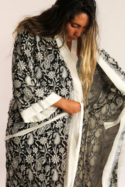 SILK COTTON EMBROIDERED PAISLEY DESIGN KIMONO ALEC - sustainably made MOMO NEW YORK sustainable clothing, Kimono slow fashion