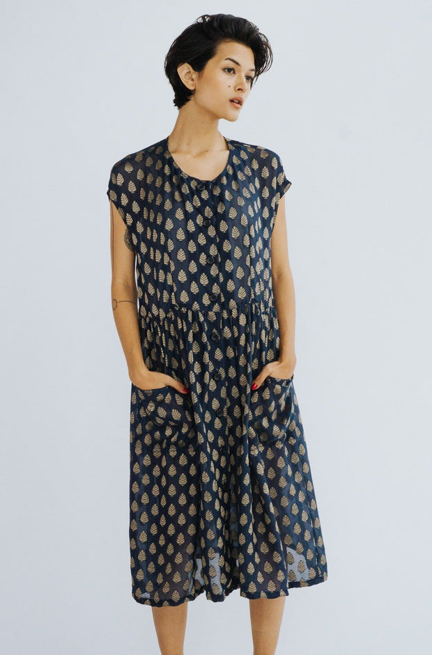 SILK DRESS HEIDI - sustainably made MOMO NEW YORK sustainable clothing, kaftan slow fashion