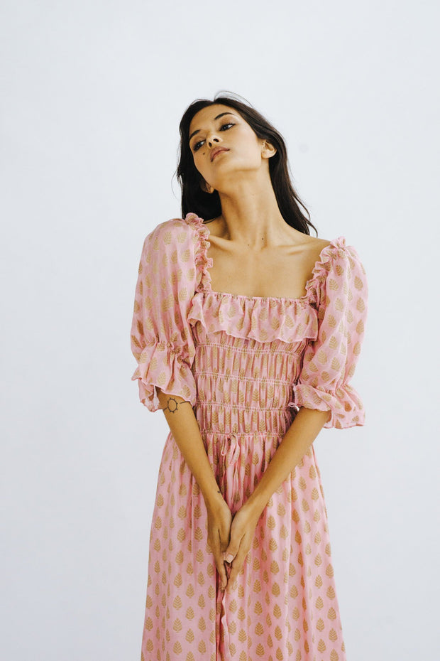 SILK DRESS UMA - sustainably made MOMO NEW YORK sustainable clothing, kaftan slow fashion