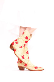 SILK EMBROIDERED BOOTS TENILLE - sustainably made MOMO NEW YORK sustainable clothing, boots slow fashion