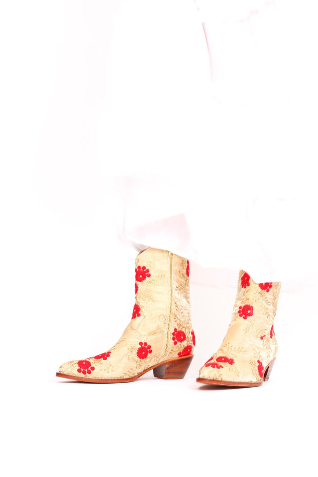 SILK EMBROIDERED BOOTS TENILLE - sustainably made MOMO NEW YORK sustainable clothing, boots slow fashion