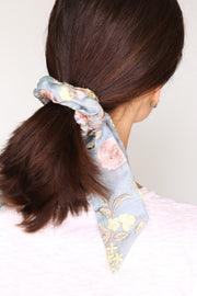 SILK EMBROIDERED COTTON SCRUNCHIE BOW - sustainably made MOMO NEW YORK sustainable clothing, slow fashion