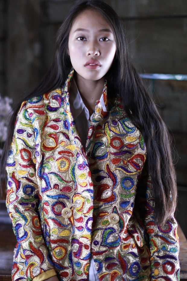 SILK EMBROIDERED JACKET FRIDA - sustainably made MOMO NEW YORK sustainable clothing, offer slow fashion