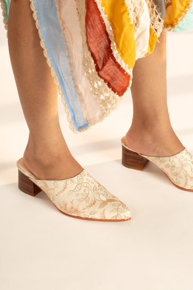 SILK EMBROIDERED MULES SUSIE - sustainably made MOMO NEW YORK sustainable clothing, mules slow fashion