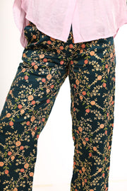 SILK EMBROIDERED PANTS ELOISE - sustainably made MOMO NEW YORK sustainable clothing, pants slow fashion