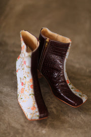 SPLIT CROC EMBOSSED LEATHER FABRIC BOOTS CARDELLE - sustainably made MOMO NEW YORK sustainable clothing, slow fashion