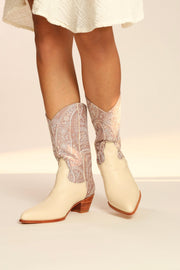 TENDER PINK EMBROIDERED WESTERN BOOTS SAHEBI - sustainably made MOMO NEW YORK sustainable clothing, boots slow fashion