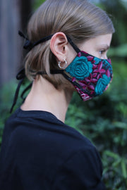 TIE FACE MASK OPERANDI EMBROIDERED PATCHWORK - sustainably made MOMO NEW YORK sustainable clothing, offerfm slow fashion