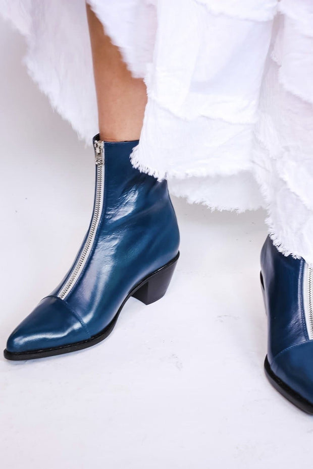 Top Zipper Ankle Boots Ruby - sustainably made MOMO NEW YORK sustainable clothing, slow fashion