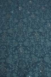 TURQUOISE EMBROIDERED SILK B32-57 - sustainably made MOMO NEW YORK sustainable clothing, fabric slow fashion