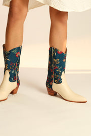 TURQUOISE WESTERN BOOTS BERNADETA - sustainably made MOMO NEW YORK sustainable clothing, boots slow fashion