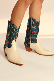 TURQUOISE WESTERN BOOTS BERNADETA - sustainably made MOMO NEW YORK sustainable clothing, boots slow fashion