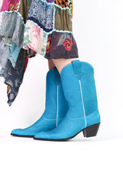 TURQUOISE WESTERN BOOTS MILKA - sustainably made MOMO NEW YORK sustainable clothing, boots slow fashion