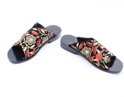 Velvet Embroidered Slippers Claire - sustainably made MOMO NEW YORK sustainable clothing, slow fashion