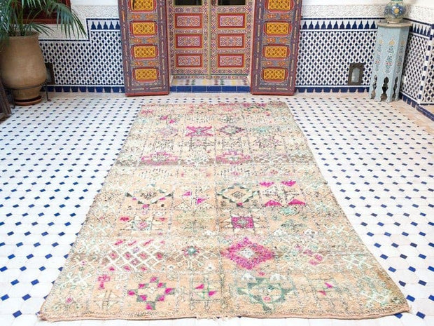 vintage moroccan rug from Beni mguild, berber handmade area rug - sustainably made MOMO NEW YORK sustainable clothing, rug slow fashion