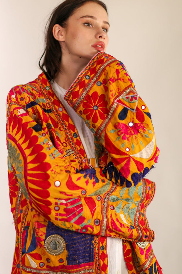 VINTAGE TRIBAL EMBROIDERED KIMONO VISKUS - sustainably made MOMO NEW YORK sustainable clothing, slow fashion