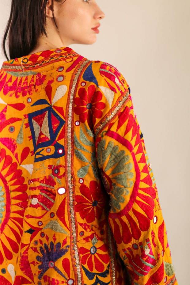 VINTAGE TRIBAL EMBROIDERED KIMONO VISKUS - sustainably made MOMO NEW YORK sustainable clothing, slow fashion