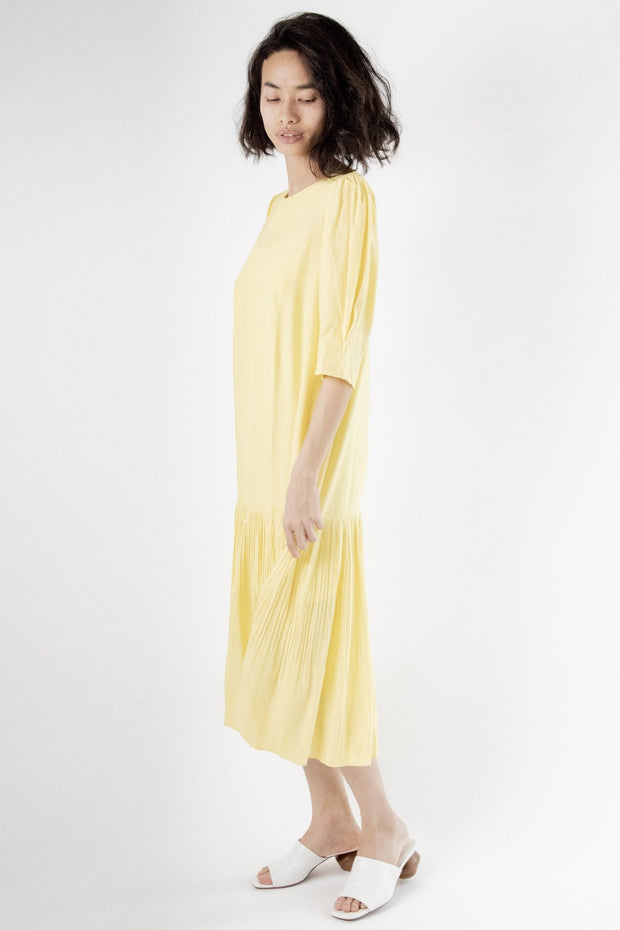 Yellow Dress Agnes - sustainably made MOMO NEW YORK sustainable clothing, kaftan slow fashion