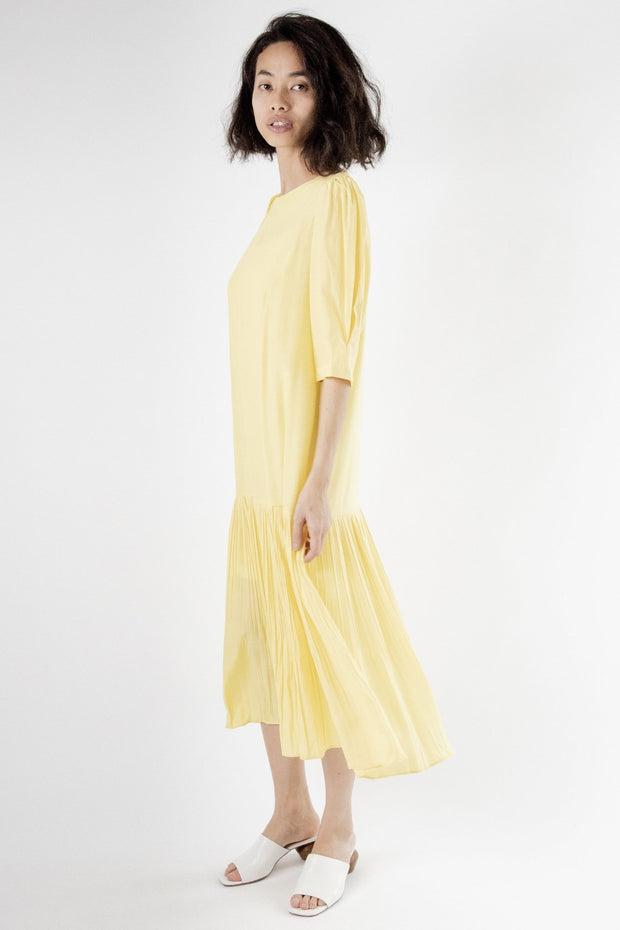 Yellow Dress Agnes - sustainably made MOMO NEW YORK sustainable clothing, kaftan slow fashion