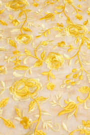 YELLOW FLOWER EMBROIDERED SILK B32-31 - sustainably made MOMO NEW YORK sustainable clothing, fabric slow fashion