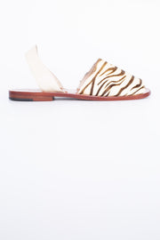 ZEBRA LEATHER SANDAL SLIDES DESSA - sustainably made MOMO NEW YORK sustainable clothing, mules slow fashion